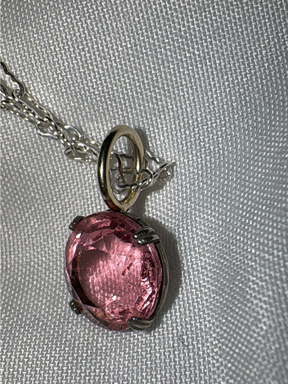 Art Deco era Pink paste stone charms set in silver with new 14k gold bail - Picture 5 of 12